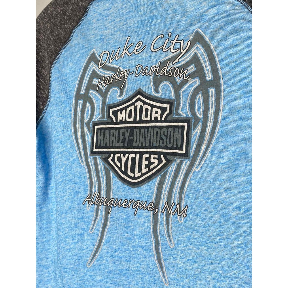 Harley-Davidson Womens Turquoise raglan 3/4 Sleeve Graphic Cotton Tee Size small - Picture 7 of 8